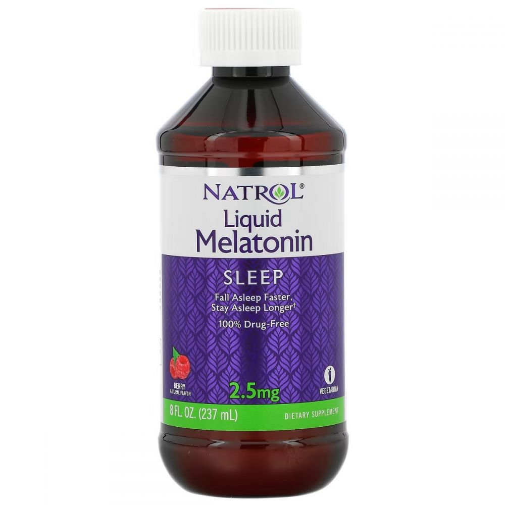 Мелатонін рідкий, 2,5 мг, смак ягід, Liquid Melatonin, Natrol, 237 мл