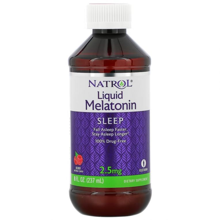 Мелатонін рідкий, 2,5 мг, смак ягід, Liquid Melatonin, Natrol, 237 мл