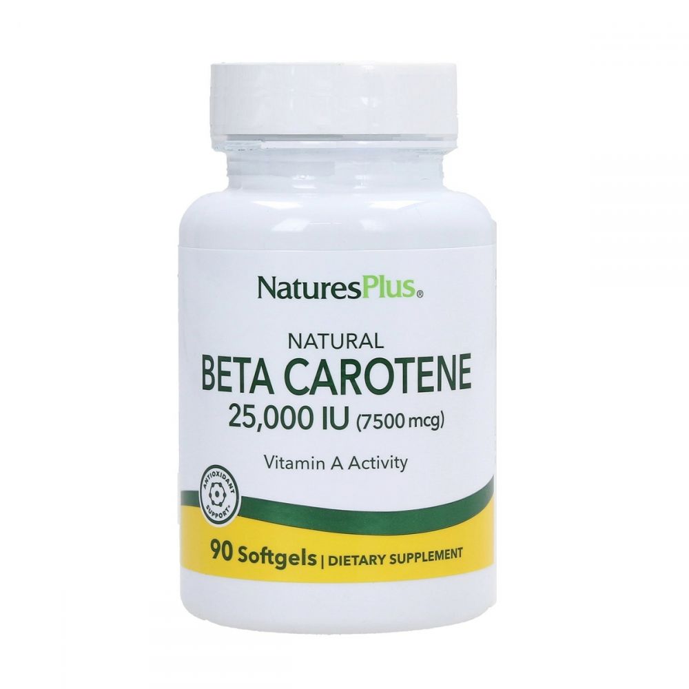 Бета Каротин 25000 МО, Beta Carotene, Natures Plus, 90 гелевих капсул