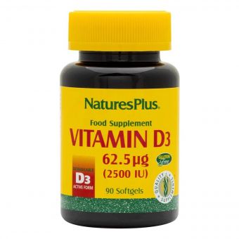 Вітамін D3 2500 МО, Natures Plus, 90 гелевих капсул