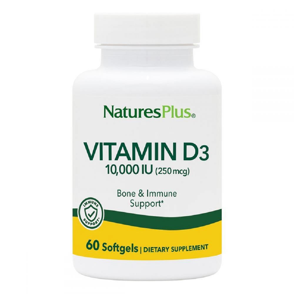 Вітамін D3, 10 000 МО, Nature&apos;s Plus, 60 гелевих капсул