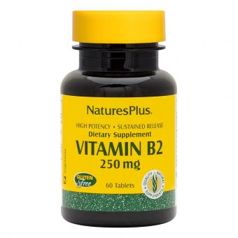 Рибофлавін, Вітамін B-2, Natures Plus, 250 Мг, 60 Таблеток