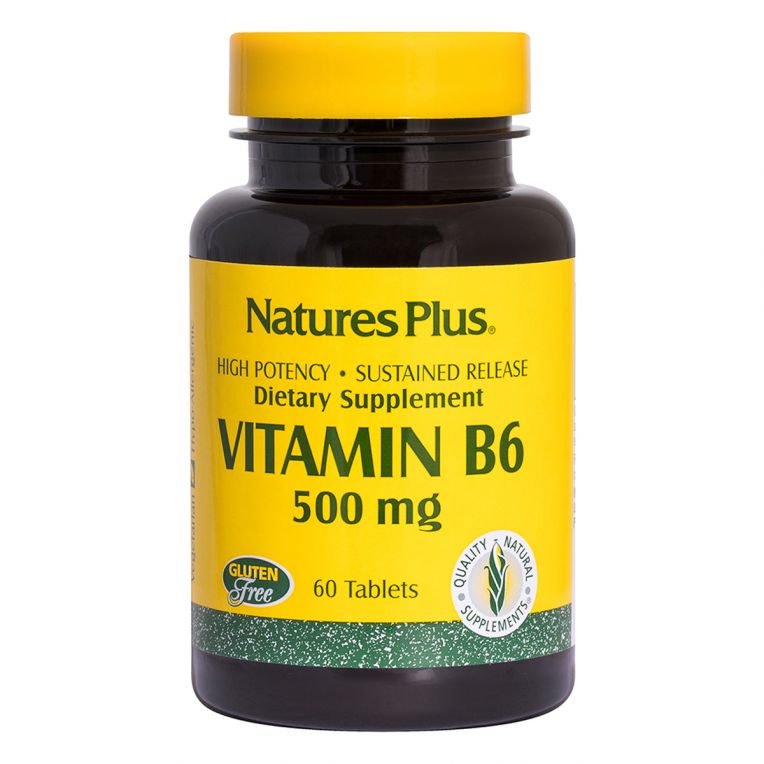 Вітамін В6 Повільного Вивільнення, 500 мг, Natures Plus, 60 таблеток