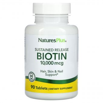 Біотин (В7) Повільного Вивільнення, Natures Plus, 10 мг, 90 таблеток
