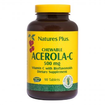 Ацерола-C, Вітамін C з Біофлавоноїдами, 500 мг, Natures Plus, 90 жувальних таблеток
