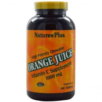 Вітамін С, Orange Juice Vitamin C, 1000 мг, Nature&apos;s Plus, 60 жувальних таблеток