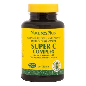Супер Комплекс Вітаміну С, Уповільненого Вивільнення, Super C Complex, 500 мг, Nature&apos;s Plus, 90 таблеток