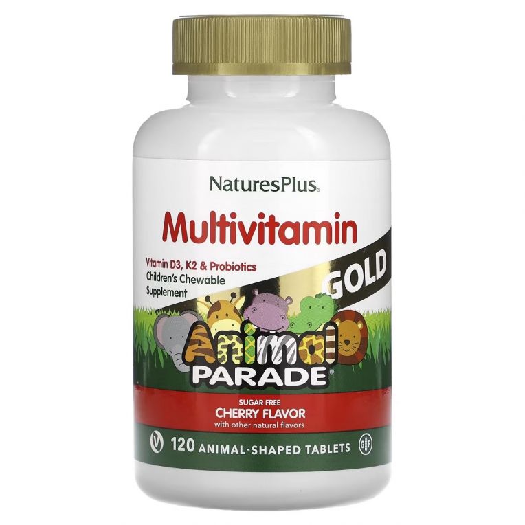 Мультивітаміни для Дітей, Смак Вишні, Animal Parade Gold, Natures Plus, 120 жувальних таблеток