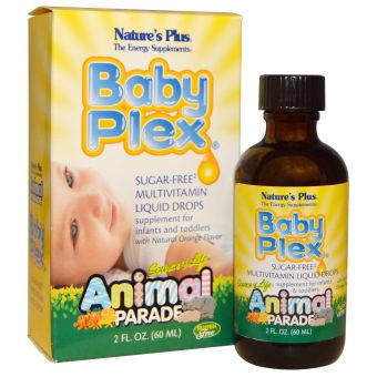 Рідкі Мультивітаміни для Немовлят, Смак Апельсину, Baby Plex, Animal Parade, Natures Plus, 2 рідкі унції (60 мл)
