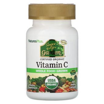Вітамін С органічний, VITAMIN C, 500 мг, Natures Plus, 60 Вегетаріанських Капсул