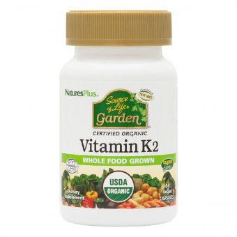Органічний Вітамін K2 120мкг, Source of Life Garden, Natures Plus, 60 вегетаріанських капсул