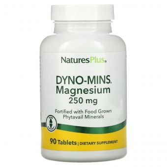 Магній, 250 мг, Dyno-Mins, Magnesium, Natures Plus, 90 таблеток