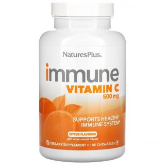 Вітамін С Для Імунітету, Natures Plus, 100 Жувальних Таблеток зі Смаком Апельсину