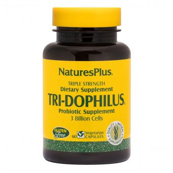 Пробіотики Потрійна Сила, Tri-Dophilus, Natures Plus, 60 вегетаріанських капсул