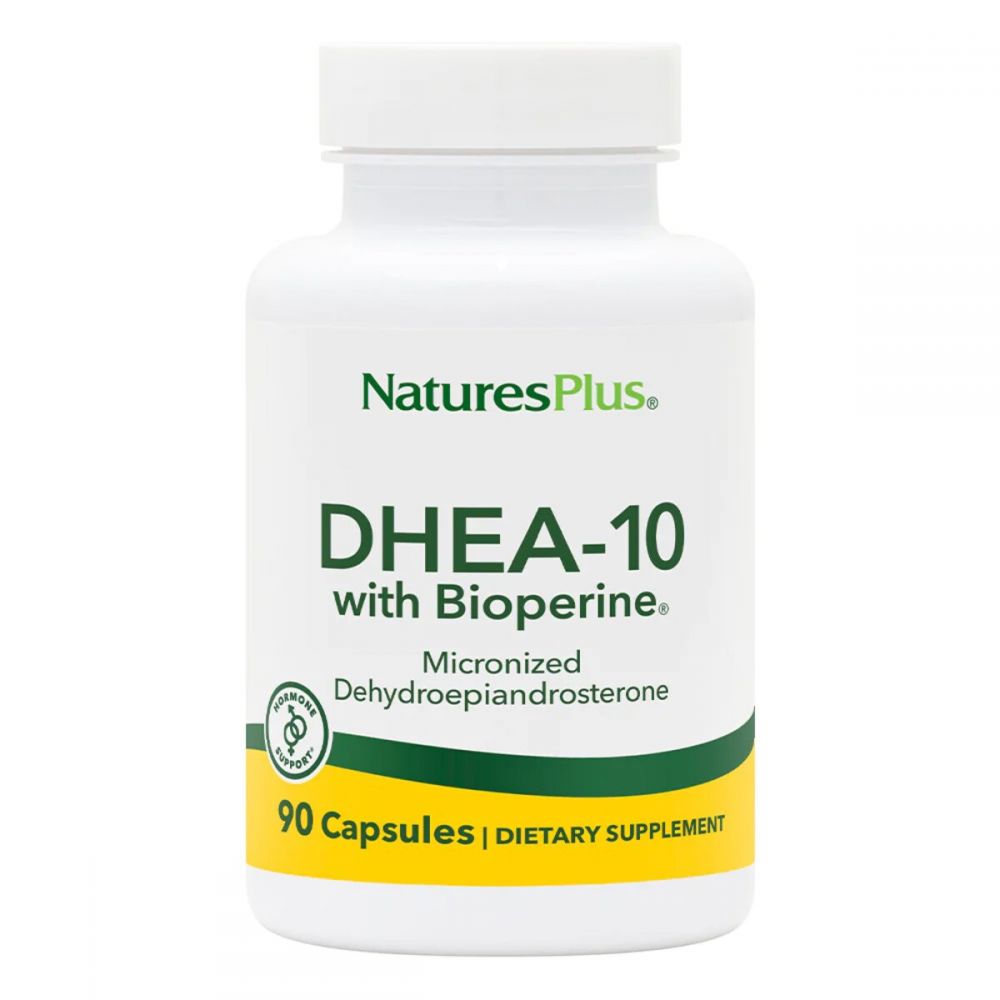 Дегідроепіандростерон з біоперином, 10 мг, DHEA-10 With Bioperine, Natures Plus, 90 Вегетаріанських Капсул