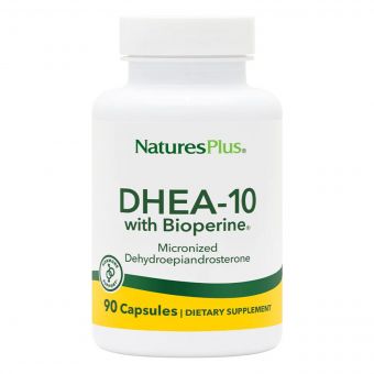 Дегідроепіандростерон з біоперином, 10 мг, DHEA-10 With Bioperine, Natures Plus, 90 Вегетаріанських Капсул