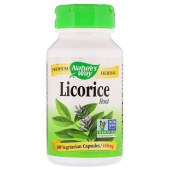 Корінь Лакриці (Солодки), 450 мг, Licorice Root, Nature's Way, 100 гелевих капсул