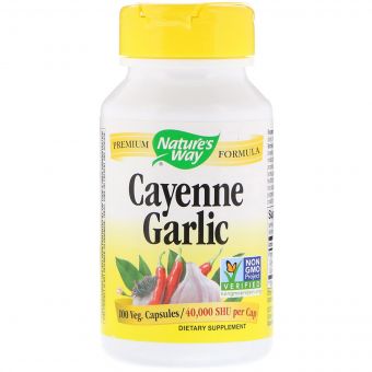 Кайенский Перець і Часник, Cayenne Garlic, Nature&apos;s Way, 100 капсул