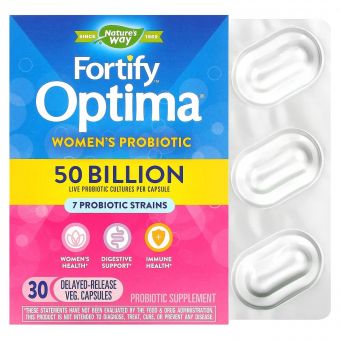 Пробіотики для жінок з відстроченим вивільненням, 50 млрд КУО, Fortify Optima, Women's Probiotic, 50 Billion, Nature's Way, 30 вегетаріанських капсул