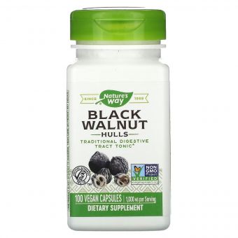 Чорний Горіх, Black Walnut, Hulls, Nature&apos;s Way, 500 мг, 100 Капсул
