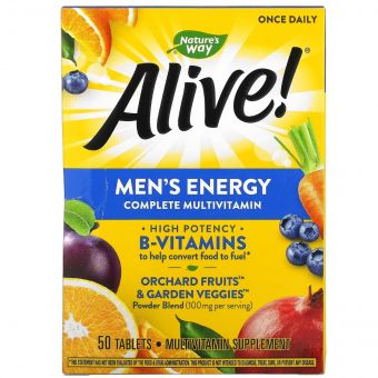 Мультивітамінний комплекс для чоловіків, Alive! Men&apos;s Energy Complete Multivitamin, Nature&apos;s Way, 50 таблеток