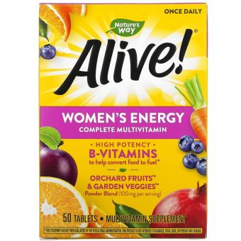 Мультивітамінний комплекс Для Жінок, Alive! Women&apos;s Energy Complete Multivitamin, Nature&apos;s Way, 50 таблеток