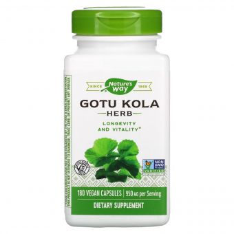 Готу Кола, Gotu Kola Herb, 950 mg, Nature&apos;s Way, 180 Капсул