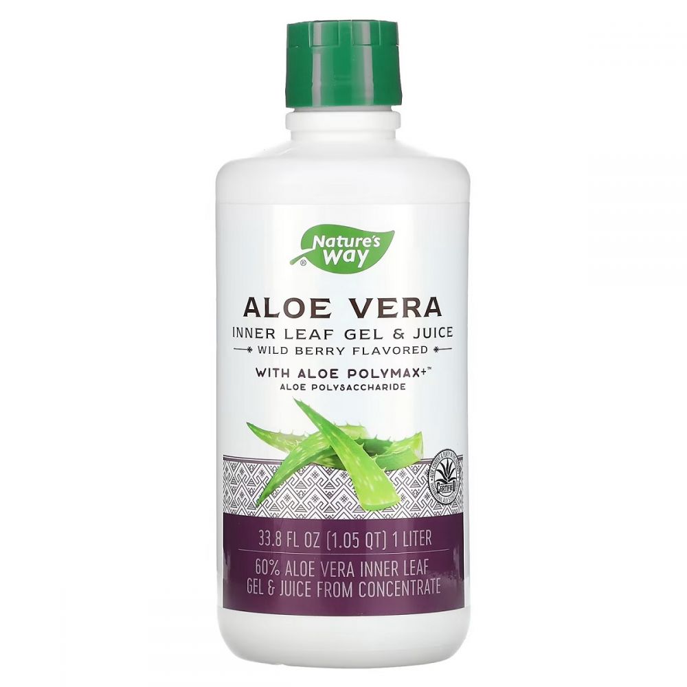 Алое вера, гель і сік, смак лісової ягоди, Aloe Vera Leaf Gel & Juice, Wild Berry Flavor, Nature&apos;s Way, 1000 мл