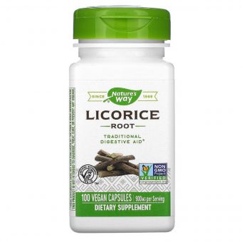 Корінь солодки (лакриці) 450 мг, Licorice Root, Nature&apos;s Way, 100 вегетаріанських капсул