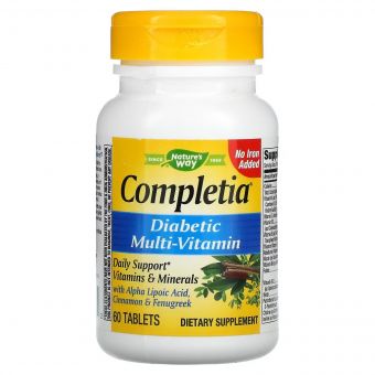 Мультивітаміни для Діабетиків, Completia, Diabetic Multi-Vitamin, Nature&apos;s Way, 60 таблеток