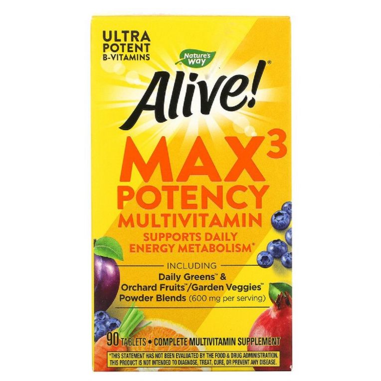 Мультивітаміни з залізом, Alive! Max3 Daily, Nature&apos;s Way, 90 таблеток