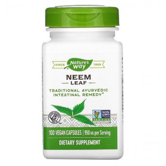 Лист нима 950 мг, Neem Leaf, Nature&apos;s Way, 100 вегетаріанських капсул