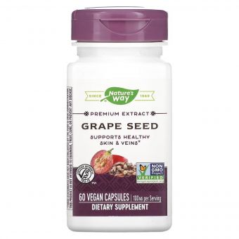 Екстракт виноградних кісточок преміум-класу, 100 мг, Premium Extract, Grape Seed, Nature's Way, 60 вегетаріанських капсул