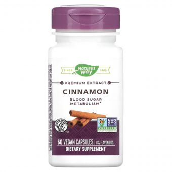 Кориця, екстракт преміум-класу, Cinnamon, Nature's Way, 60 вегетаріанських капсул