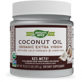 Органічне кокосове масло першого віджиму, Organic Coconut Oil, Extra Virgin, Nature's Way, 453 г