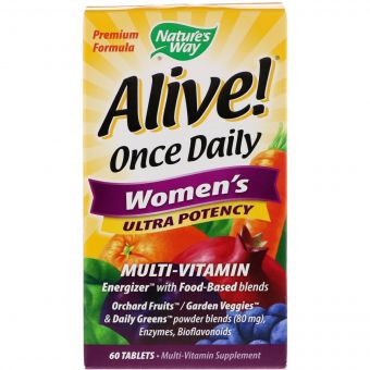 Мультивітаміни Для Жінок, Nature&apos;s Way, Alive! Ultra Potency Multi-Vitamin, 60 Таблетки