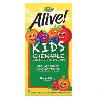 Мультивітаміни для Дітей, Alive, Nature&apos;s Way, Смак ягід і Апельсину, 120 жувальних таблеток