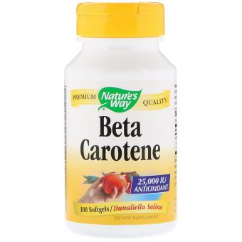 Бета Каротин (Вітамін А), Beta Carotene, Nature's Way, 25 000 МО, 100 гелевих капсул