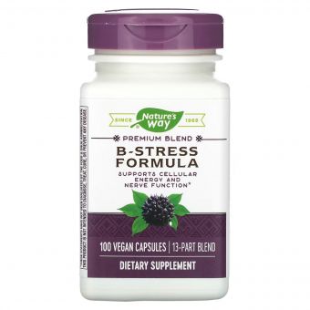 Стрес формула В-Комплекс, преміум-суміш, B-Stress Formula, Nature's Way, 100 вегетаріанських капсул