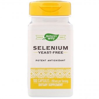Селен, Selenium, 200 мкг, Nature&apos;s Way, 100 капсул