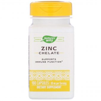 Цинк Хелат, Zinc Chelate, Nature&apos;s Way, 30 мг, 100 капсул