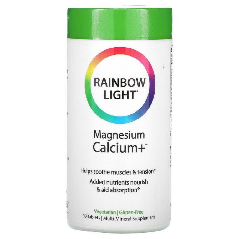 Магній Кальцій +, Magnesium Calcium +, Food-Based Formula, Rainbow Light, 90 таблеток