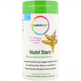 Мультивітаміни На Основі Харчових Продуктів, Nutri Stars, Rainbow Light, З Фруктовим Смаком, 60 жувальних таблеток