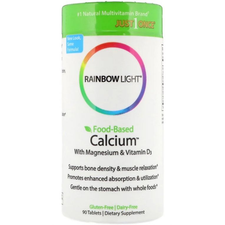 Кальцій з Магнієм і Вітаміном D3, Food-Based Calcium with Magnesium & Vitamin D3, Rainbow Light, 90 таблеток