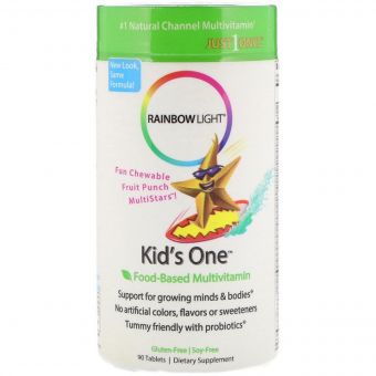 Мультивітаміни на основі харчових продуктів, фруктовий пунш, Kid's One, Rainbow Light, 90 жувальних таблеток