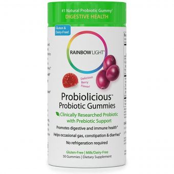 Пробіотики, Смак ягід, Probiolicious Probiotic Gummies, Delicious Berry Flavor, Rainbow Light, 50 жувальних цукерок