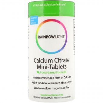 Цитрат Кальцію, Calcium Citrate Mini-Tablets, Rainbow Light, 120 міні таблетки