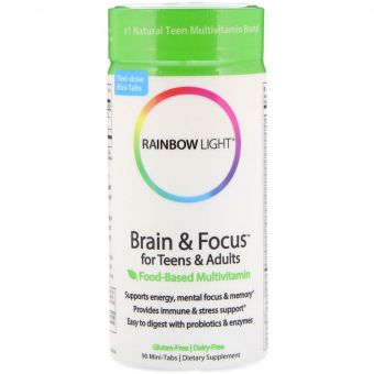 Мультивітаміни Для Підлітків І Дорослих, Для Розумової Діяльності І Концентрації Уваги, Rainbow Light, 90 міні таблеток