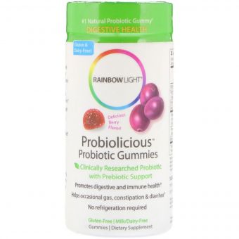 Пробіотики, Probiolicious, Rainbow Light, 60 жувальних цукерок