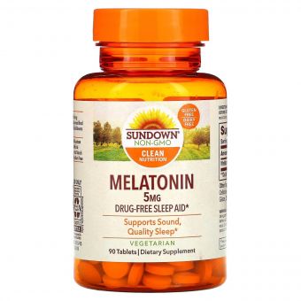 Мелатонін, 5 мг, Melatonin, Sundown Naturals, 90 таблеток